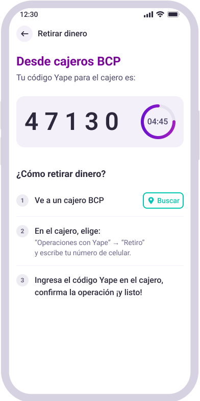 Instrucciones para retirar dinero con el código Yape en un cajero BCP