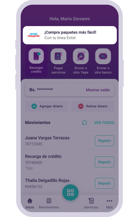 servicios yape