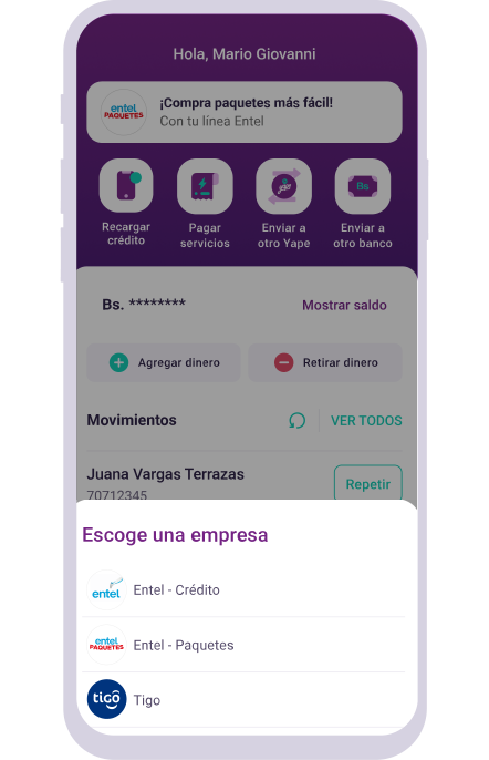 servicios yape