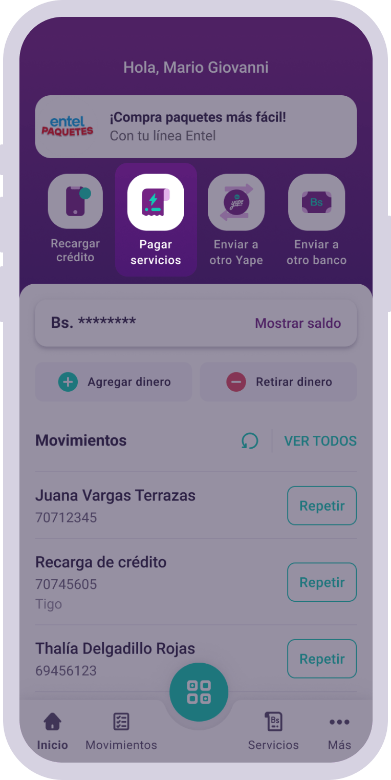 servicios yape